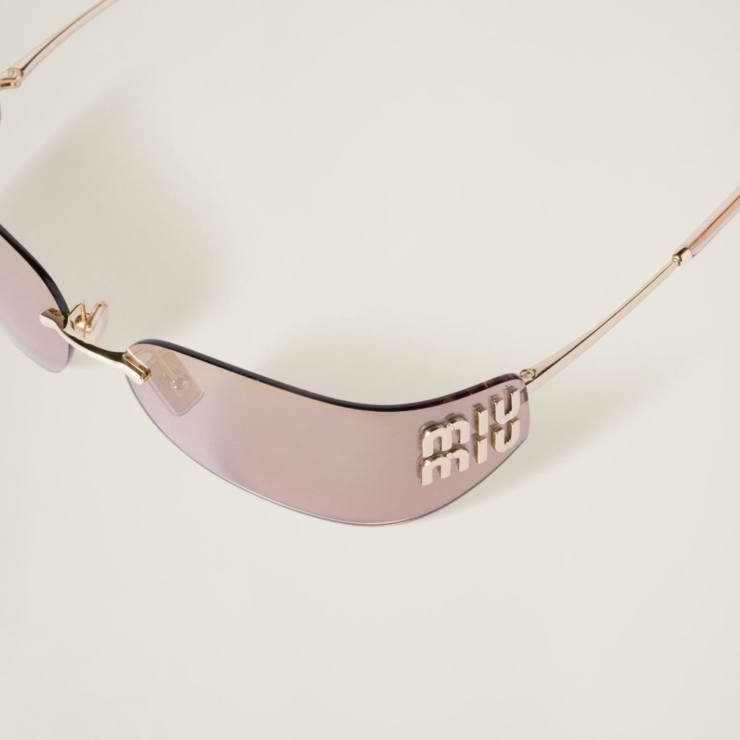 Gold Rimless Shield Sunglasses