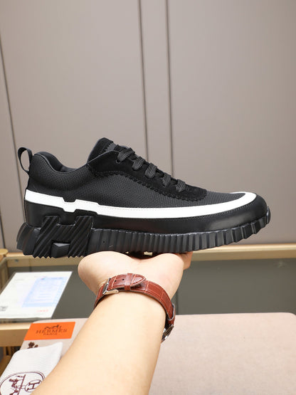 H Striped Leather Sneakers - men's shoes, detail view 2 | LUXIUM MARKET