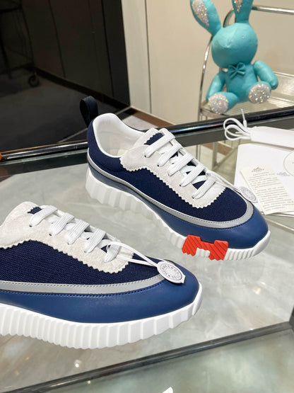 H Striped Leather Sneakers - men's shoes, detail view 3 | LUXIUM MARKET