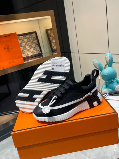 H Striped Leather Sneakers - men's shoes, detail view 6 | LUXIUM MARKET