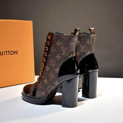 Monogram Luxe Lace-Up Ankle Boots - women's shoes, detail view 3 | LUXIUM MARKET
