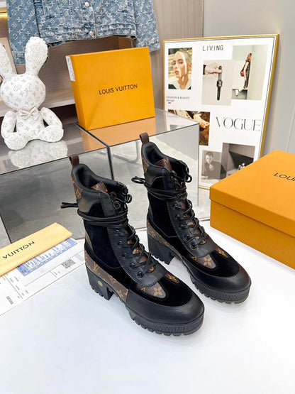 Premium Lace-Up Platform Combat Boots - women's shoes, detail view 2 | LUXIUM MARKET