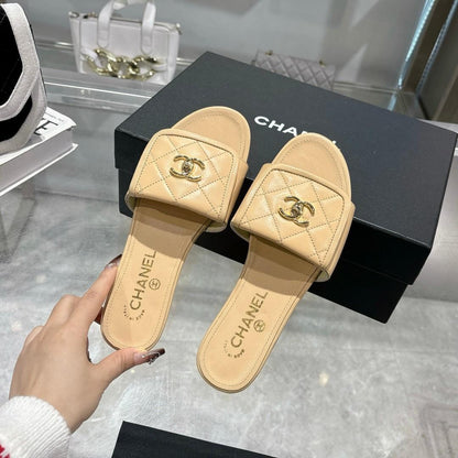 Quilted Slip-On Flat Sandals - women's shoes, detail view 3 | LUXIUM MARKET