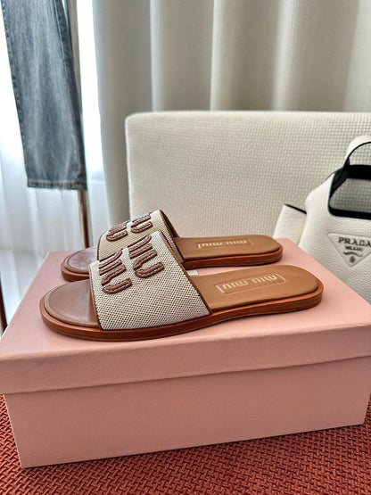 Canvas Logo Comfort Slides - women's shoes, detail view 6 | LUXIUM MARKET