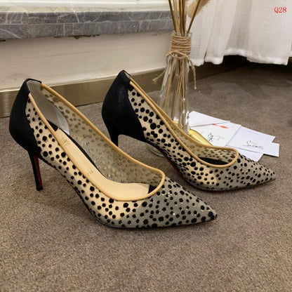 Beige Polka Dot Heels - women's shoes, detail view 7 | LUXIUM MARKET