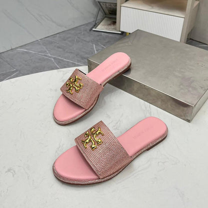 Blush Crystal Luxe Slides - women's shoes, detail view 4 | LUXIUM MARKET