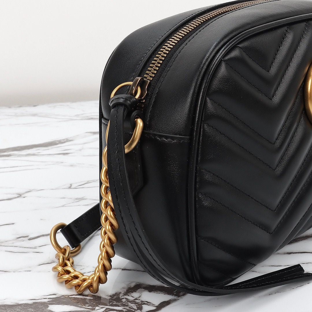 Black Quilted Camera Bag