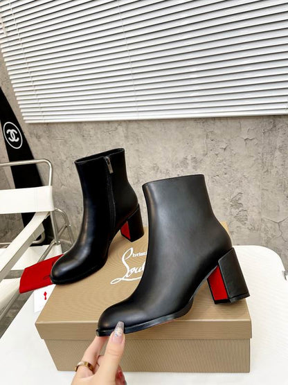 Women's Red Sole Block Heel Ankle Boots - shoes, detail view 3 | LUXIUM MARKET