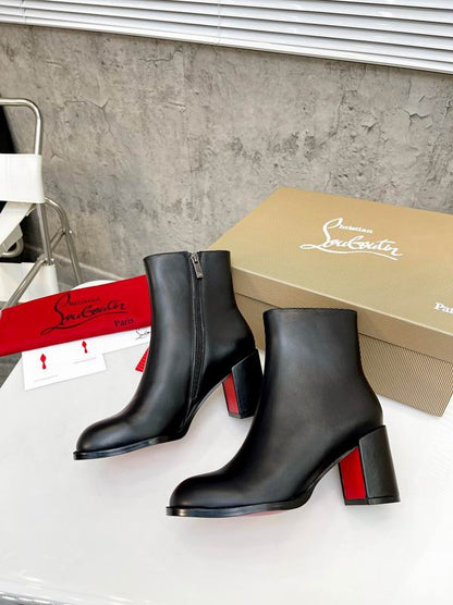Women's Red Sole Block Heel Ankle Boots - shoes, detail view 4 | LUXIUM MARKET