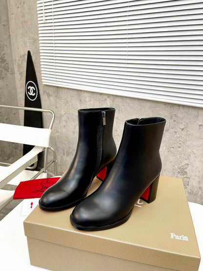 Women's Red Sole Block Heel Ankle Boots - shoes, detail view 2 | LUXIUM MARKET