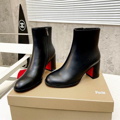 Women's Red Sole Block Heel Ankle Boots - shoes | LUXIUM MARKET