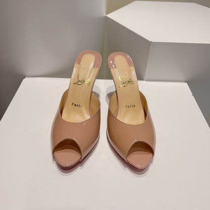 Nude Open-Toe High Heel Mules - women's shoes | LUXIUM MARKET