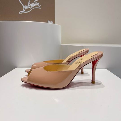 Nude Open-Toe High Heel Mules - women's shoes, detail view 2 | LUXIUM MARKET