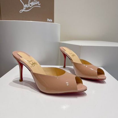 Nude Open-Toe High Heel Mules - women's shoes, detail view 3 | LUXIUM MARKET