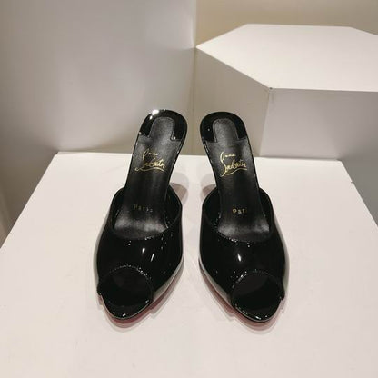 Black Open-Toe High Heel Mules - women's shoes, detail view 2 | LUXIUM MARKET