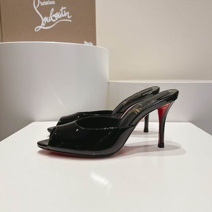 Black Open-Toe High Heel Mules - women's shoes, detail view 3 | LUXIUM MARKET