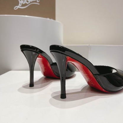 Black Open-Toe High Heel Mules - women's shoes, detail view 4 | LUXIUM MARKET