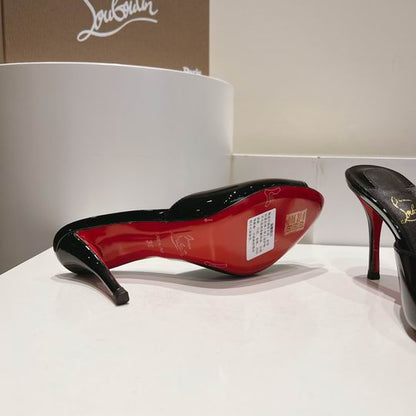 Black Open-Toe High Heel Mules - women's shoes, detail view 5 | LUXIUM MARKET