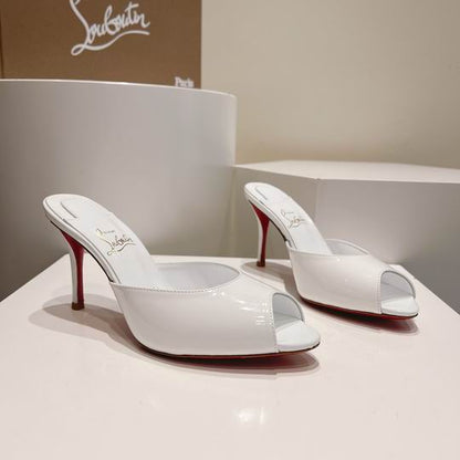 White Open-Toe High Heel Mules - women's shoes | LUXIUM MARKET