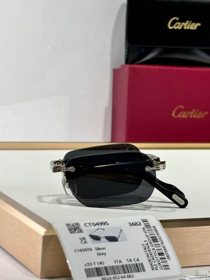 Foldable Rimless Rectangle Sunglasses - men's accessory, detail view 5 | LUXIUM MARKET