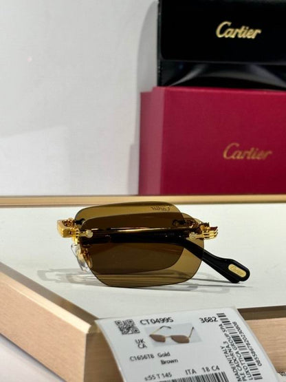 Foldable Rimless Rectangle Sunglasses - men's accessory, detail view 7 | LUXIUM MARKET