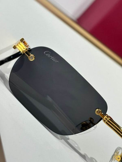 Foldable Rimless Rectangle Sunglasses - men's accessory, detail view 2 | LUXIUM MARKET