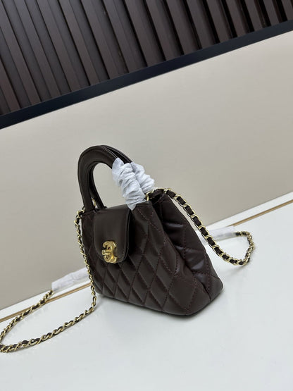 Chocolate Leather Mini Bag - women's bag, detail view 2 | LUXIUM MARKET