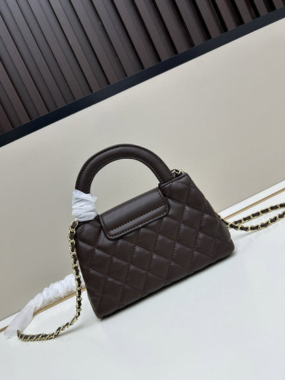 Chocolate Leather Mini Bag - women's bag, detail view 3 | LUXIUM MARKET