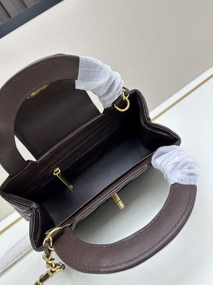 Chocolate Leather Mini Bag - women's bag, detail view 7 | LUXIUM MARKET