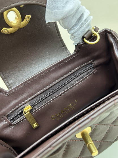 Chocolate Leather Mini Bag - women's bag, detail view 8 | LUXIUM MARKET
