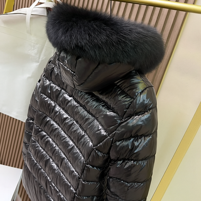 Down Jacket With Fur Hood - clothing, detail view 4 | LUXIUM MARKET