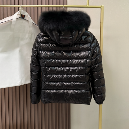Down Jacket With Fur Hood - clothing, detail view 5 | LUXIUM MARKET