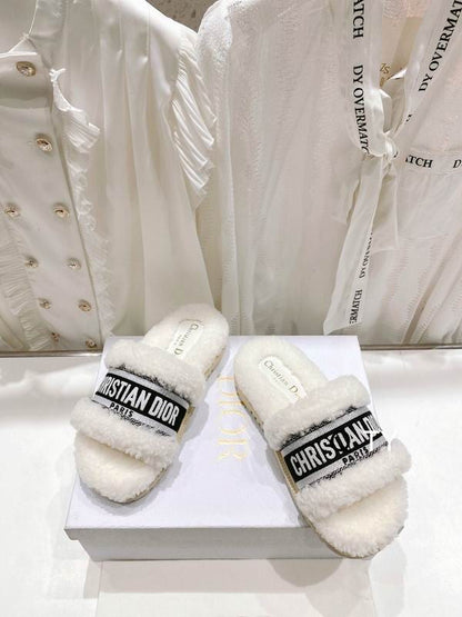 Ivory Plush Cozy Slides - women's shoes, detail view 3 | LUXIUM MARKET