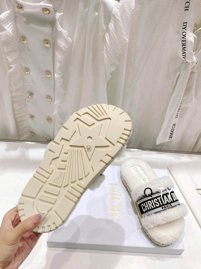 Ivory Plush Cozy Slides - women's shoes, detail view 5 | LUXIUM MARKET