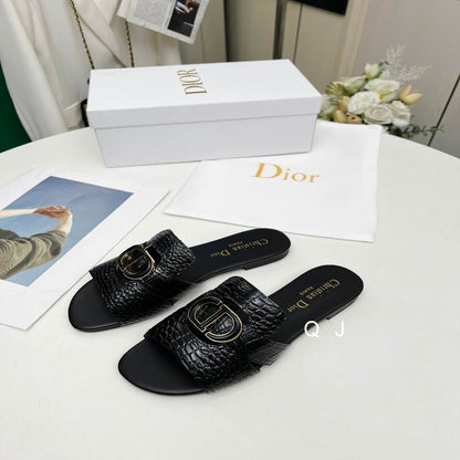 Textured Buckle Luxe Slides - women's shoes, detail view 3 | LUXIUM MARKET