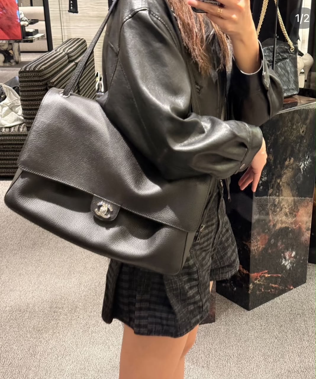 Big Premium Black Shoulder Bag