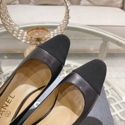 Classic Black Cap Toe Heels - women's shoes, detail view 3 | LUXIUM MARKET