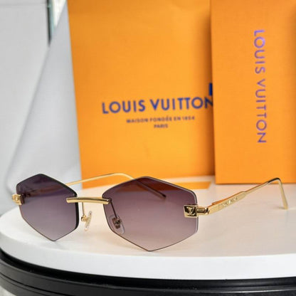 Rimless Geometric Sunglasses - women's accessory, detail view 4 | LUXIUM MARKET
