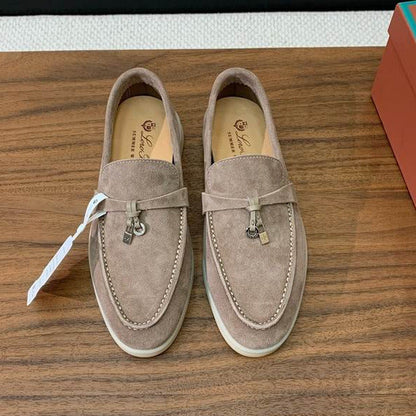 Beige Suede Loafers - women's shoes | LUXIUM MARKET