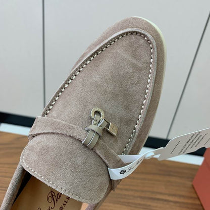 Beige Suede Loafers - women's shoes, detail view 4 | LUXIUM MARKET