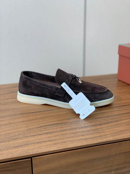 Chocolate Brown Suede Loafers - shoes, detail view 3 | LUXIUM MARKET