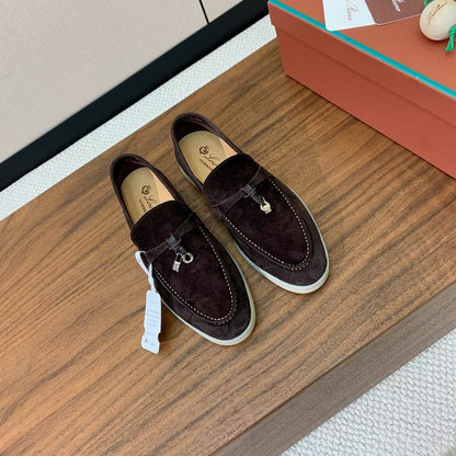 Chocolate Brown Suede Loafers - shoes | LUXIUM MARKET