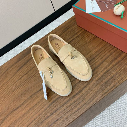 Cream Suede Loafers - shoes | LUXIUM MARKET