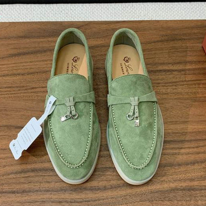 Pistachio Green Suede Loafers - shoes, detail view 2 | LUXIUM MARKET