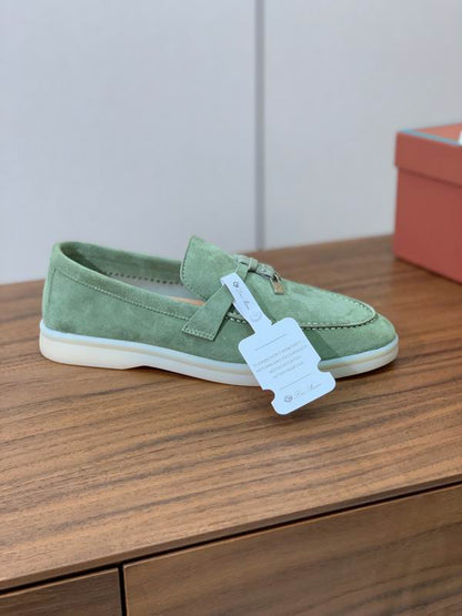 Pistachio Green Suede Loafers - shoes, detail view 3 | LUXIUM MARKET