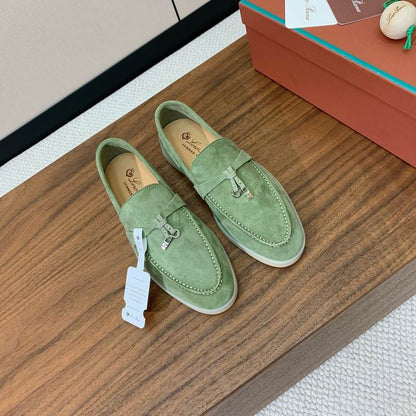 Pistachio Green Suede Loafers - shoes | LUXIUM MARKET