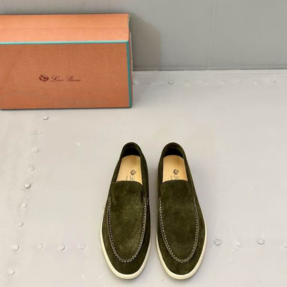 Olive Suede Slip-On Loafers - men's shoes | LUXIUM MARKET
