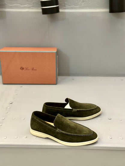 Olive Suede Slip-On Loafers - men's shoes, detail view 5 | LUXIUM MARKET