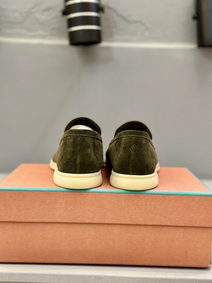 Olive Suede Slip-On Loafers - men's shoes, detail view 8 | LUXIUM MARKET