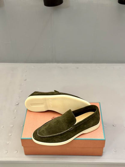Olive Suede Slip-On Loafers - men's shoes, detail view 9 | LUXIUM MARKET